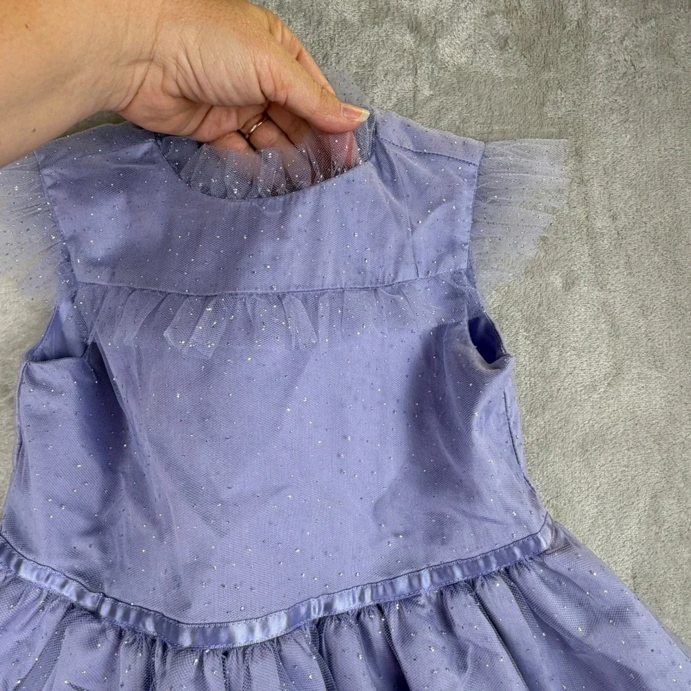 Janie and Jack Girls Lavender Purple Glitter Tulle Tiered Party Dress Size 5